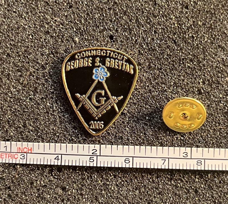 Masonic Pin “Connecticut George S. Greytak 2005” Blue Flower. Enamel?