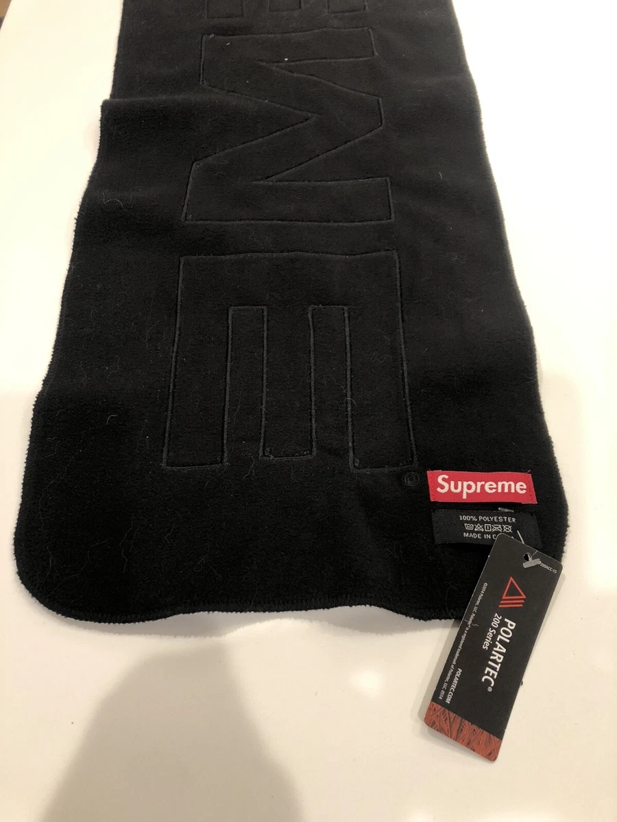 supreme polartec logo scarf black