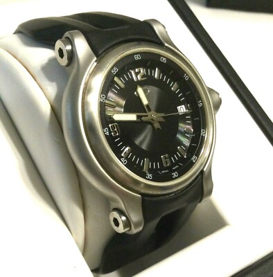 OAKLEY HOLESHOT 3 HAND WATCH Small Swiss Stainless w/ Black Dial Inner Outer Box