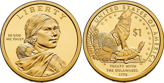 2013 P&D Native American One Dollar Coin Sacagawea Treaty With The