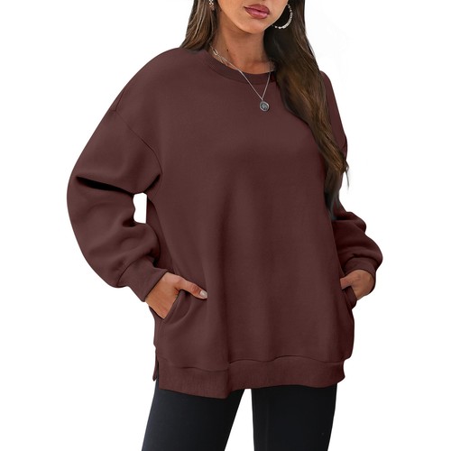 Women's Oversized Crewneck Sweatshirt Long Sleeve Fleece Pullover Fashion - Picture 15 of 40