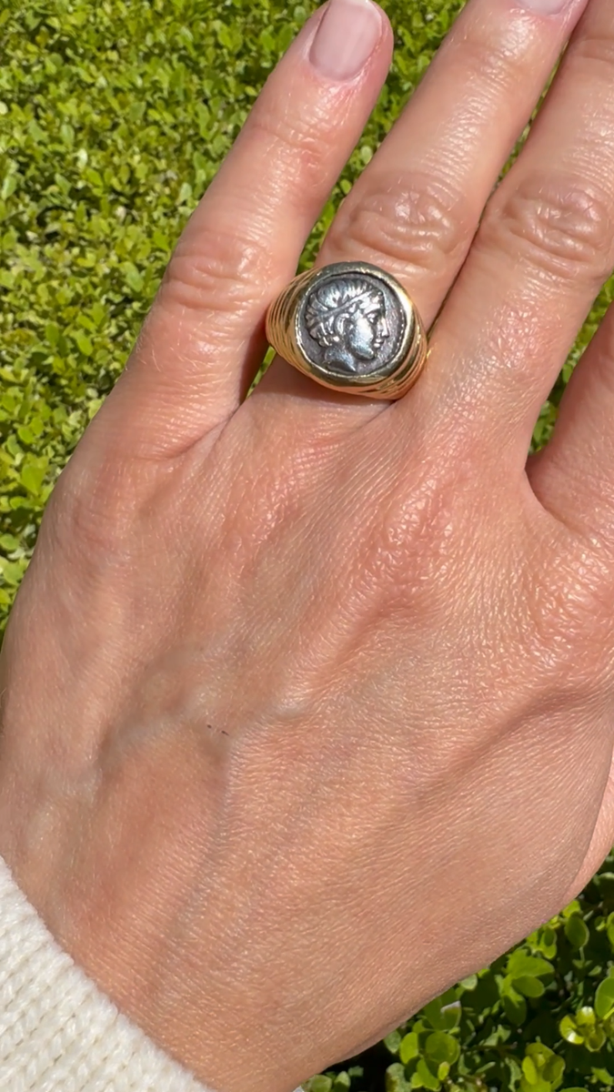 Bvlgari 18K Yellow Gold Monete Ancient Coin Ring