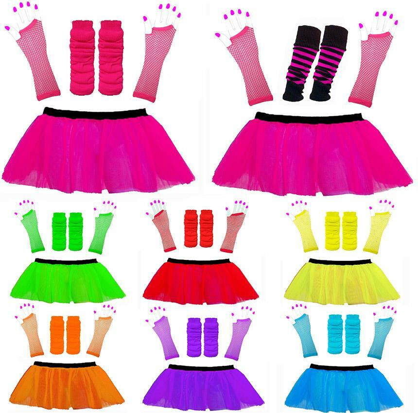 Neon Tut&ugrave; Set E Accessori 1980S Gonna Costume Addio Al Nubilato
