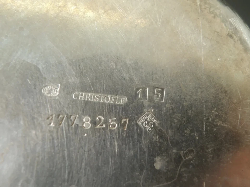 Antigo caviar Christofle banhado a prata ou nozes, tigela, prato, cesta. - Imagem 2 de 4