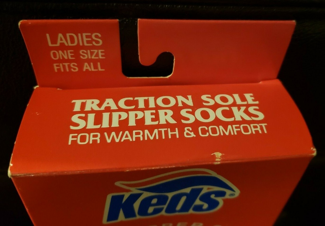 SAOLA NOS Vintage Keds Calze Donna Rosa Pantofola Taglia Unica Suola Trazione 1981