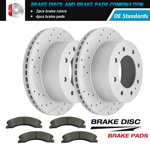 Rear Drilled Rotors + Ceramic Pads for Chevy GMC Silverado Sierra