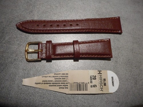 Bracelet De Montre HIRSCH Brumby Taille 20 - Cuir Marron - Neuf Avec étiquettes - Réf. 217B
