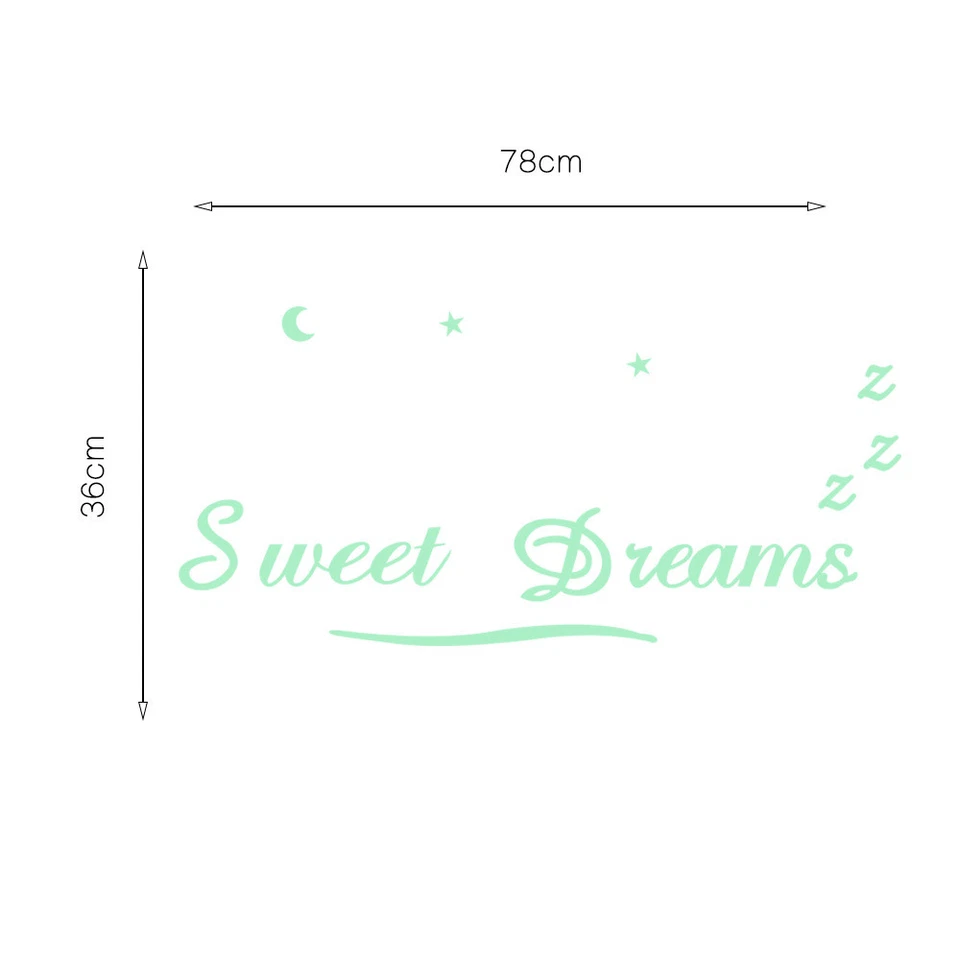 Sweet Dreams Aufkleber nachts leuchtend Deko Spruch Sticker fluoreszierend - Bild 3 von 3