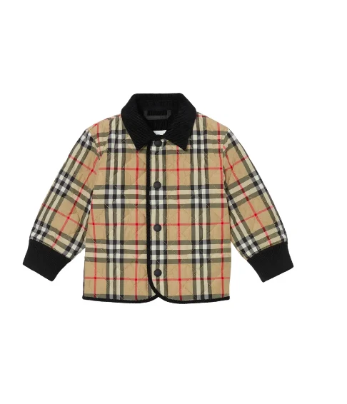 Burberry Unisex Culford Check Quilted Jacket Coat Beige Size 6 Months NWT 350