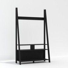 Tiva Black Ladder TV Unit Leaning Design with Spacious Media Display & Shelving