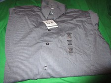 NWT GEOFFREY BEENE REGULAR FIT DRESS SHIRT GRAY STRIPE MEDIUM 15 15.5 32/33