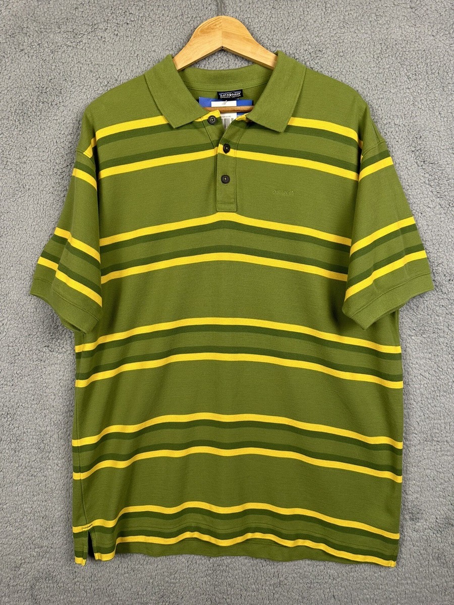 【美品】Patagonia/コットンMIDWEIGHT RUGBY SHIRT NWT Vintage Patagonia Rugby Polo Green Striped Organic