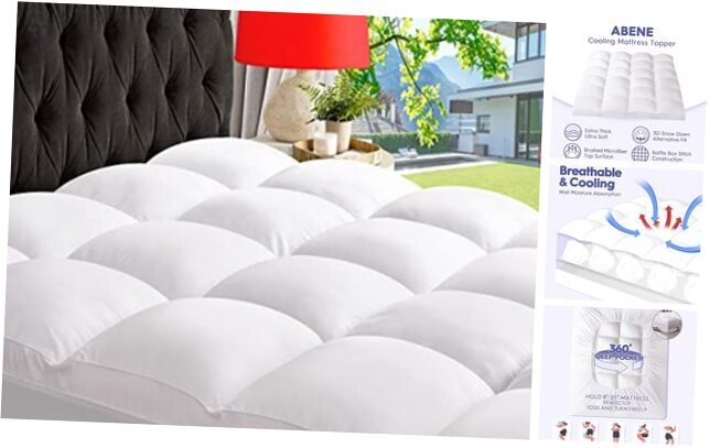 Mattress Topper for Back Pain Relief, Extra Thick Mattress Pad Full White-image