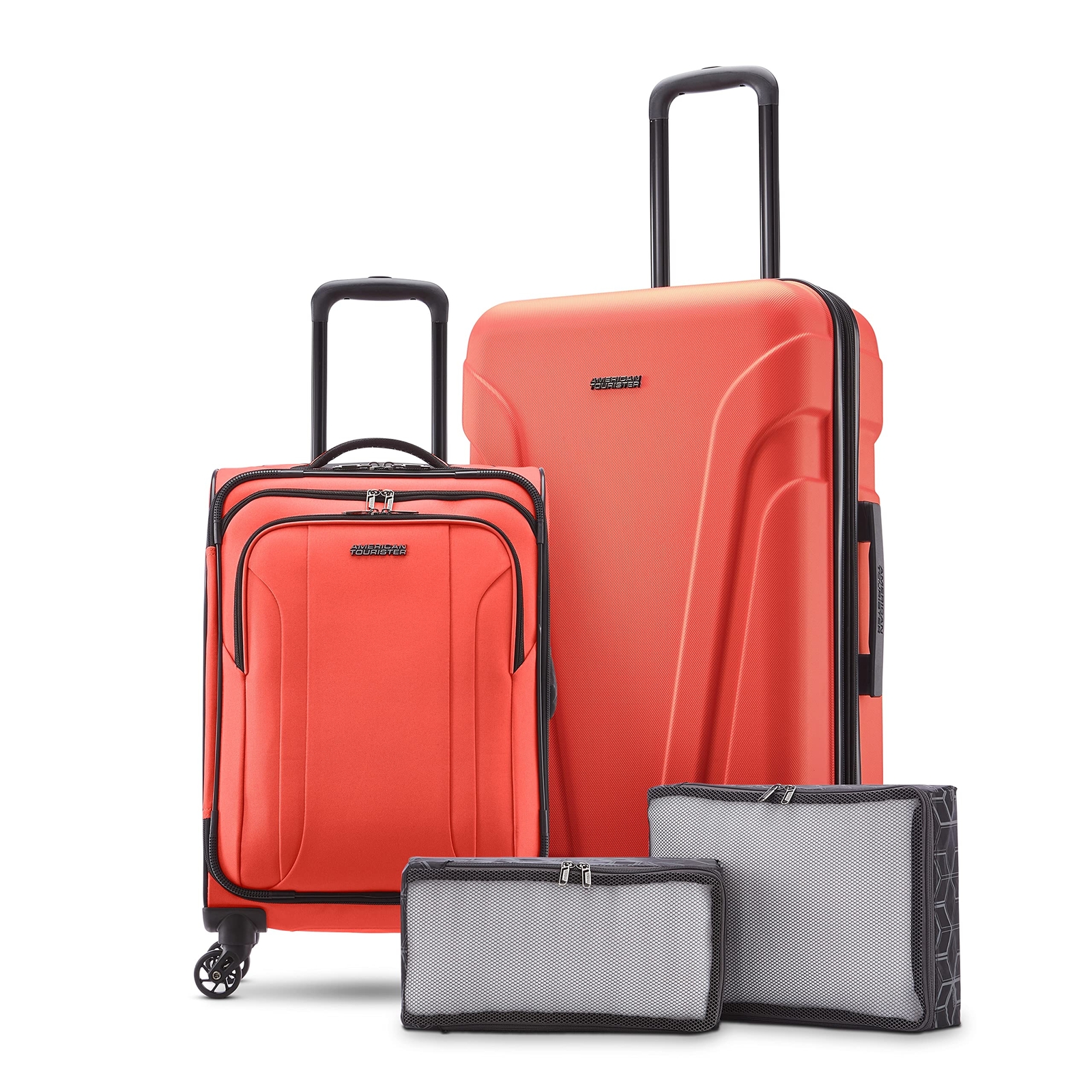 American Tourister Troupe Hardside and Softside Travel System Red 4 PC SET U5