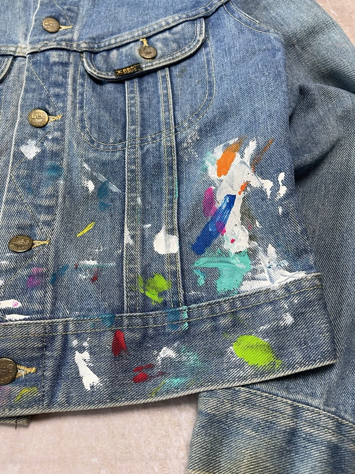 Chaqueta vaquera Lee Rider vintage años 70 pintores abrigo de trabajo Unión hecha en EE. UU. 100J Foto 3 de 4