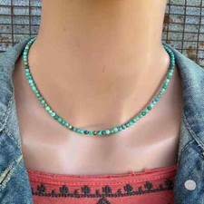 Natural AA Turquoise Choker Round Tiny Beads Healing Energy Dainty Necklace