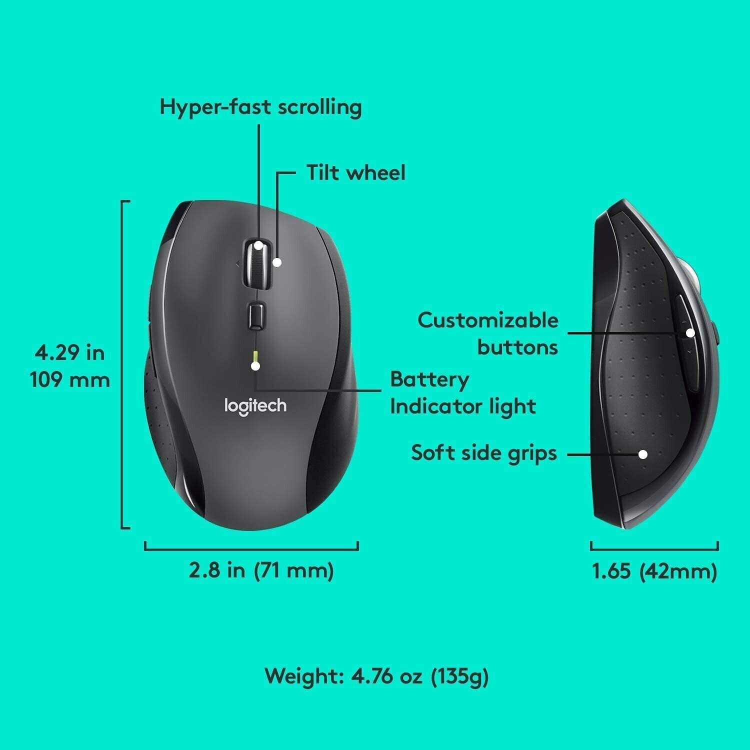 Logitech MK570 Wireless Wave Keyboard Mouse Combo, Cushioned Palm Rest Black