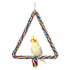 Bird Triangle Rope Swing Colorful Perch Chewing Toy for Parrots Budgie Parake...
