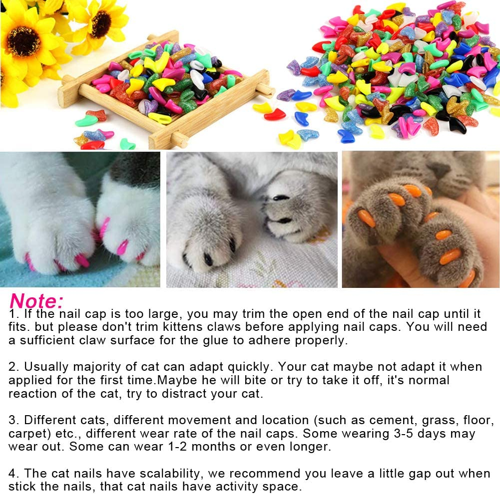 100pcs Cat Nail Caps Colorful Pet Cat Soft Claws Nail Covers for Cat