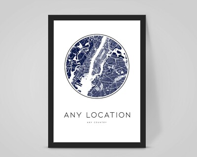Personalisierte individuelle STADTKARTE, jeder ORT Reise Straße Poster Kunstwerk Geschenk