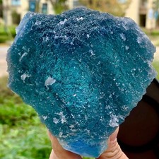 2.41LB Rare transparent purple cubic fluorite mineral crystal sample/China