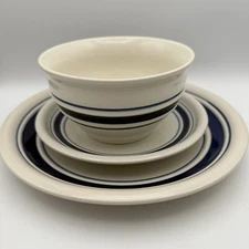 Tienshan Country Crock Blue Stripe Stoneware Dinner Salad Plate Bowl- You Choose