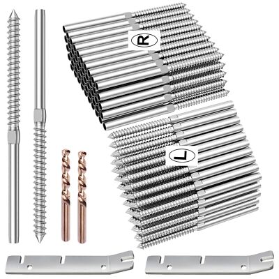100 Pack T316 Right&Left Handed Thread Swage Lag Screws for Wood Posts of 1/8''