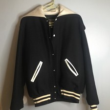 Vintage Holloway Varsity Letterman Jacket SZ L Wool Zip Hooded NWOT USA