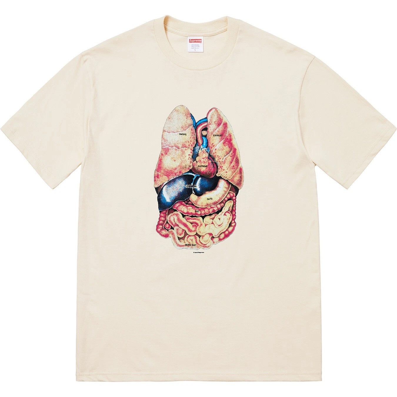 T shirt FW18 Supreme Guts NATUREL Medium NEUF SCELLÉ EN USINE 100 % AUTHENTIQUE 