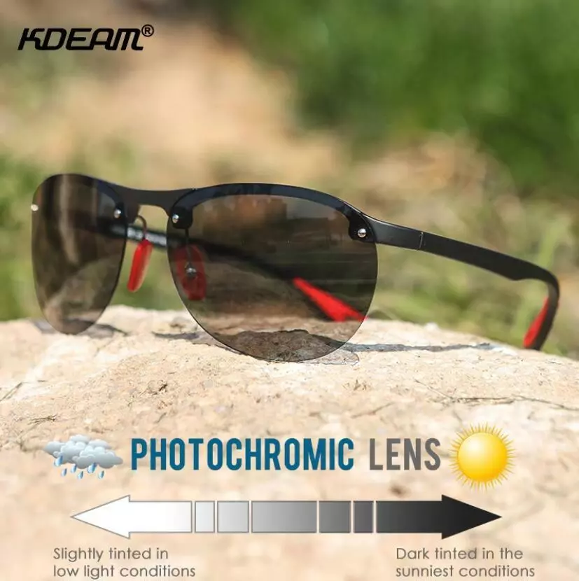 KDEAM TR90 Rimless Polarized Sport Sunglasses For Men Driving Fishing  Glasses