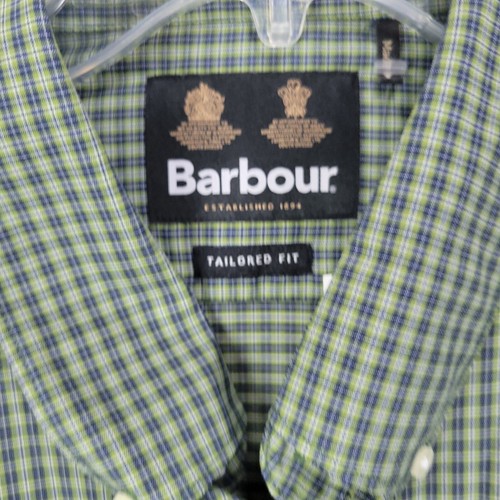 NEW Barbour Long Sleeve Button Green Plaid Shirt Men's XL MSRP $110 - 第 2/9 張圖片