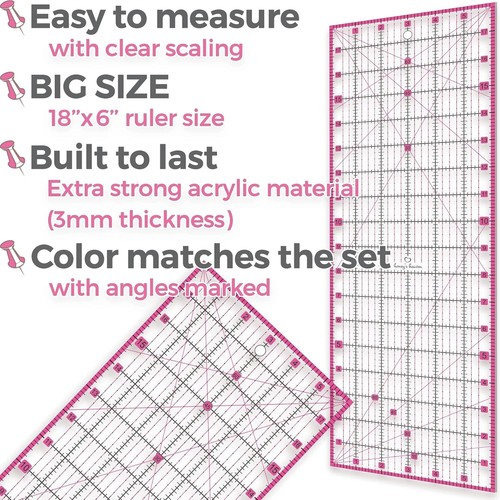 Complete Quilting Kit with Rotary Cutter, Replacement Blades & 36" x 24" Mat - Picture 6 of 8