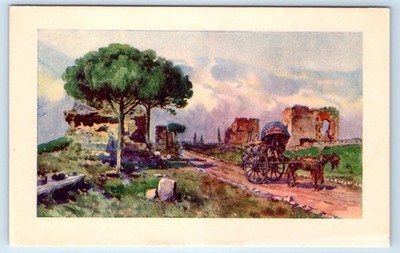 Via Appia Antica - Rome ITALY Watercolor Postcard
