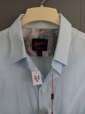 Egara NWT Men's XL Modern Fit Stretch Blue Floral Cuff Dress Shirt