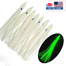 50PCS Fishing Octopus Trolling Lure Luminous Glow Soft Squid Skirt Lures Baits 