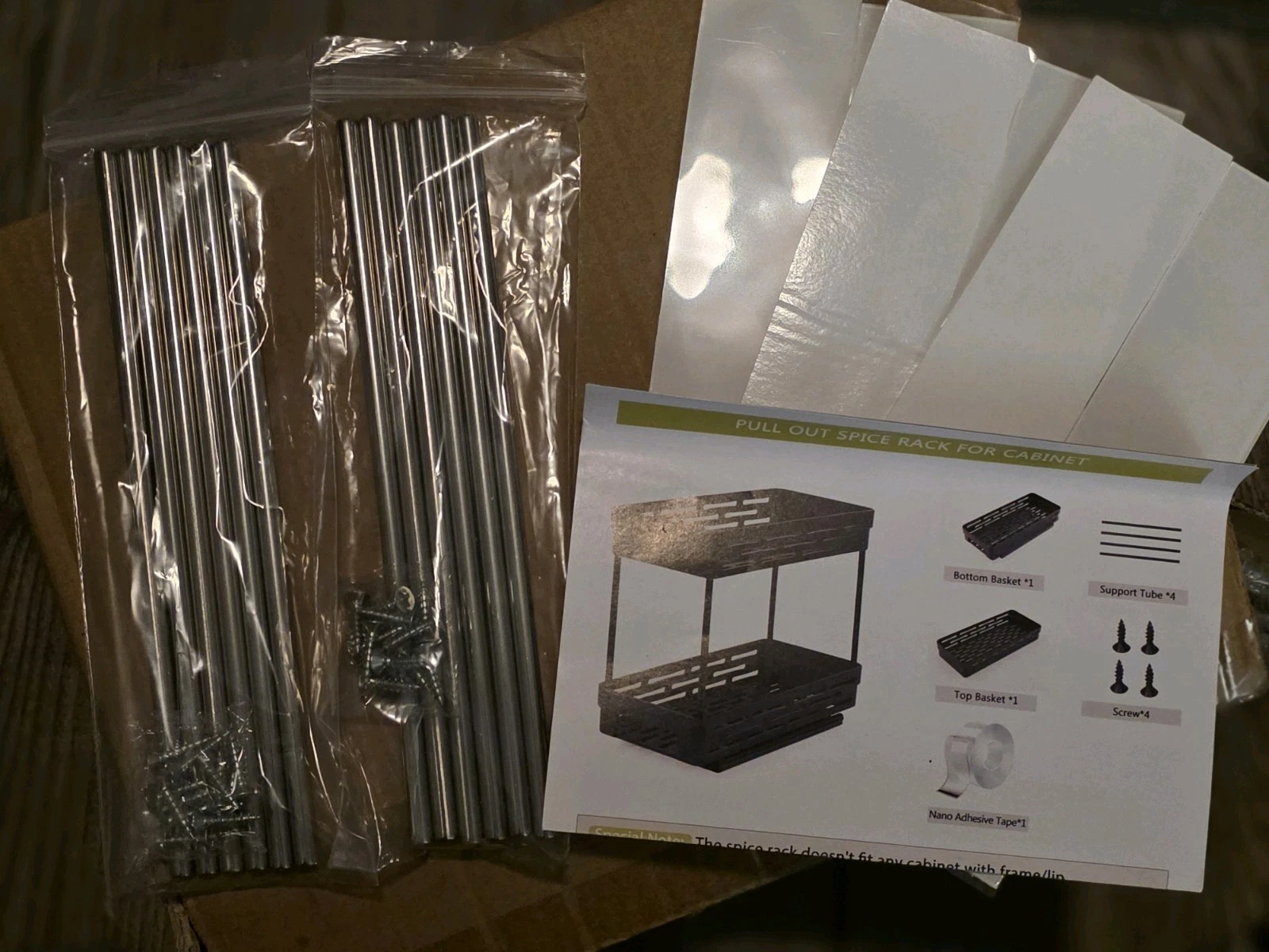 DABIGE 3 Packs Pull Out Spice Rack 2-Tier White Cabinet Mounted Plastic & Metal