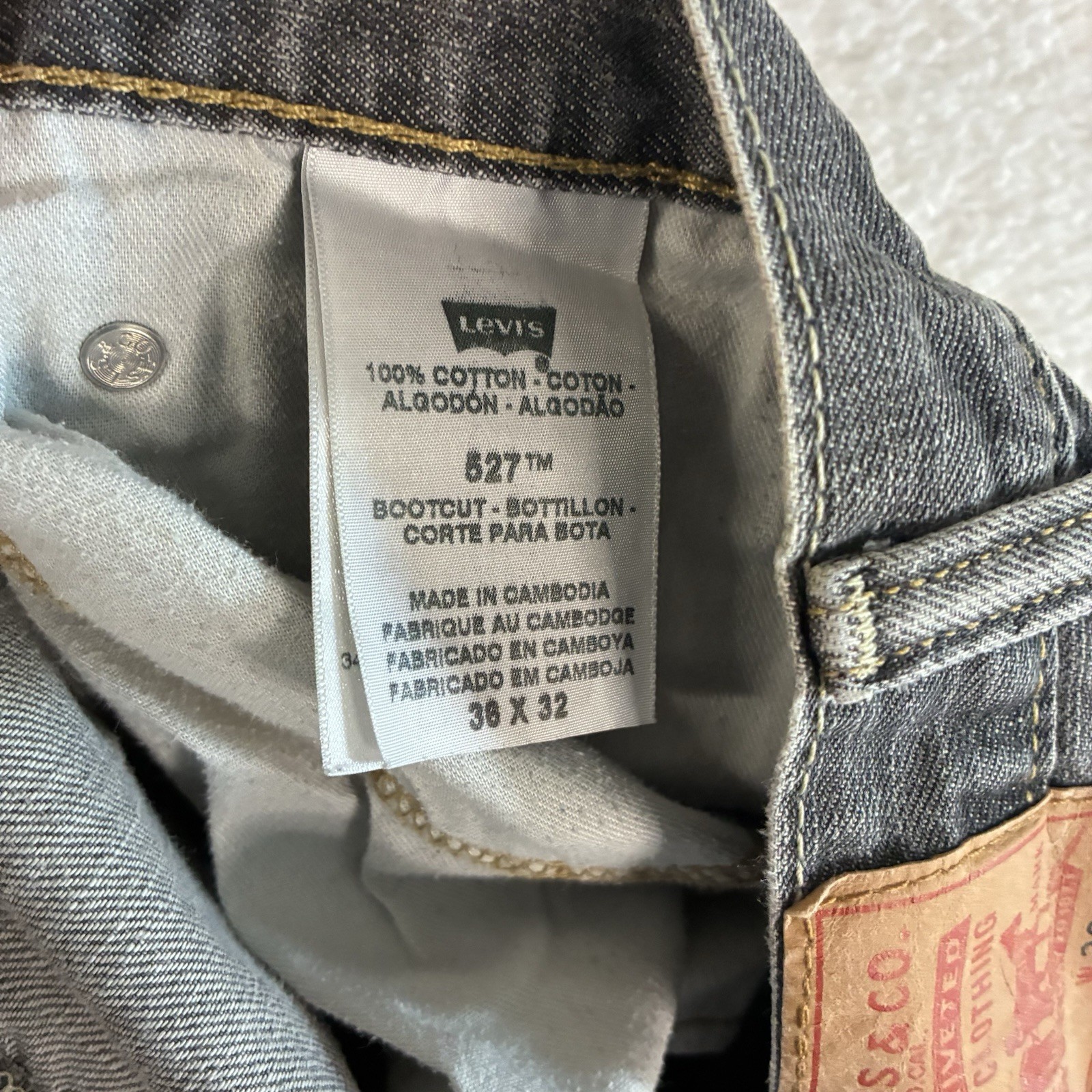 Levi's 527 slim bootcut jeans men's 36x32 black dark wash denim cowboy thumbnail 4