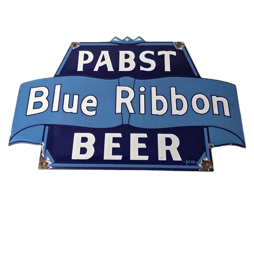 Vintage Pabst Beer Sign - Adult Beverage Blue Ribbon Gas Station Porcelain Sign