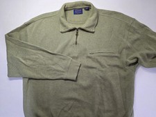 Pendleton Mens Size L Green Long Sleeve 1/4 Zip Pullover