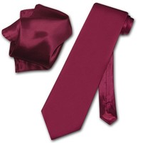 Biagio 100% SILK Solid BURGUNDY Color NeckTie and Handkerchief Mens Neck Tie Set