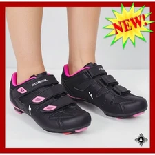 CyclingDeal Cycling Shoes Women EU 39 US 8 Black Pink Spin Road Bike Delta Cleat