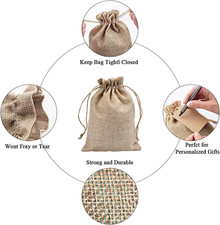 50Pcs Burlap Bags with Drawstring, 5X7.5 Gift Bag Bulk Pack with 50 Pcs Paper...