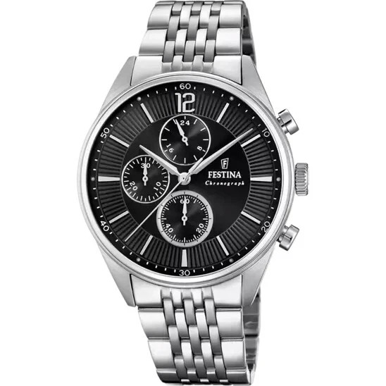 Montre chronographe homme Festina F202854 cadran noir en acier 41mm