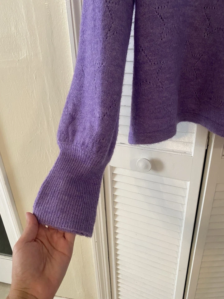 Womens New York & Company Sweater SZ XXL Purple Long Sleeve Cozy Fall Stars - Image 4 of 4