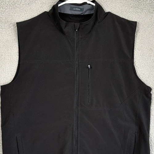 Turtleson Vest Mens Large Black Full Zip Performance Golf Mock Neck Sleeveless - product listing photo