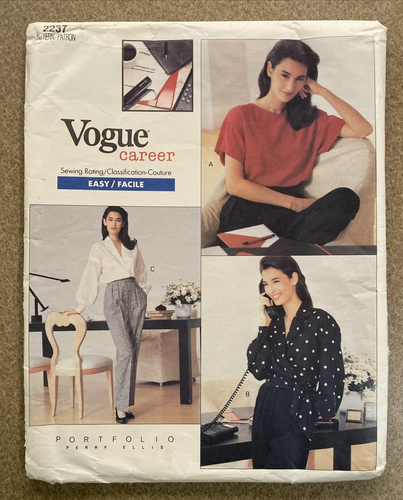 VTG Vogue Portfolio PERRY ELLIS Pattern #2237 Blouse Pants 12-14-16 UNCUT FF - Picture 1 of 12
