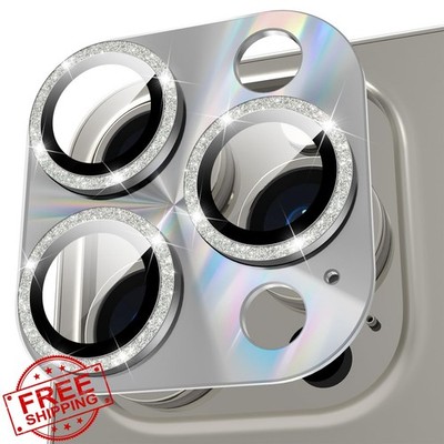 YWXTW iPhone 15 Pro Max/Pro Camera Lens Protector Tempered Glass Glitter