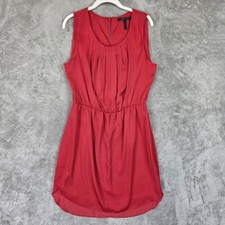 BCBGMAXAZRIA Dress Womens M Red Pleated Scoop Neck Tank Mini Lined Elastic Waist