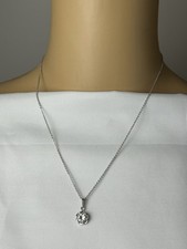 Lovely Silver Tone Cubic Zirconia Rose Necklace