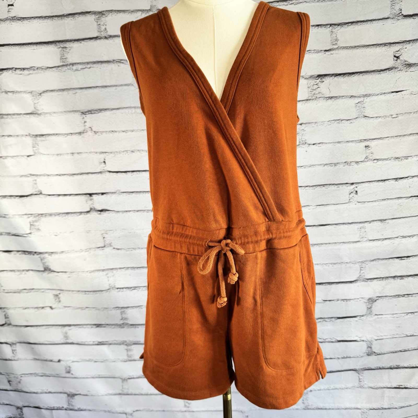 Universal Thread Burnt Orange Wrap Romper Womens … - image 1